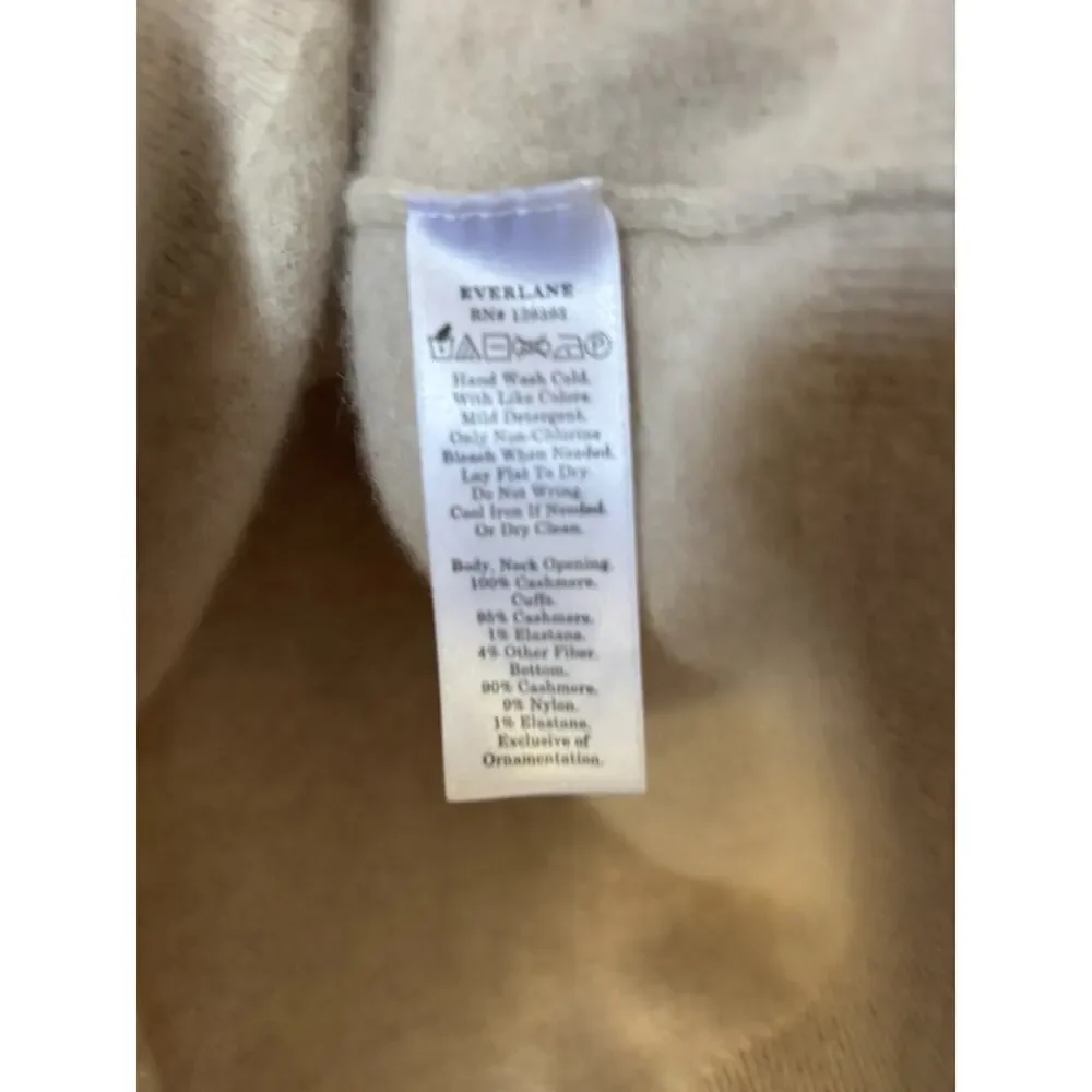 Everlane Sweater Medium Beige Crew Neck Cashmere Blend Womens - Picture 4 of 6